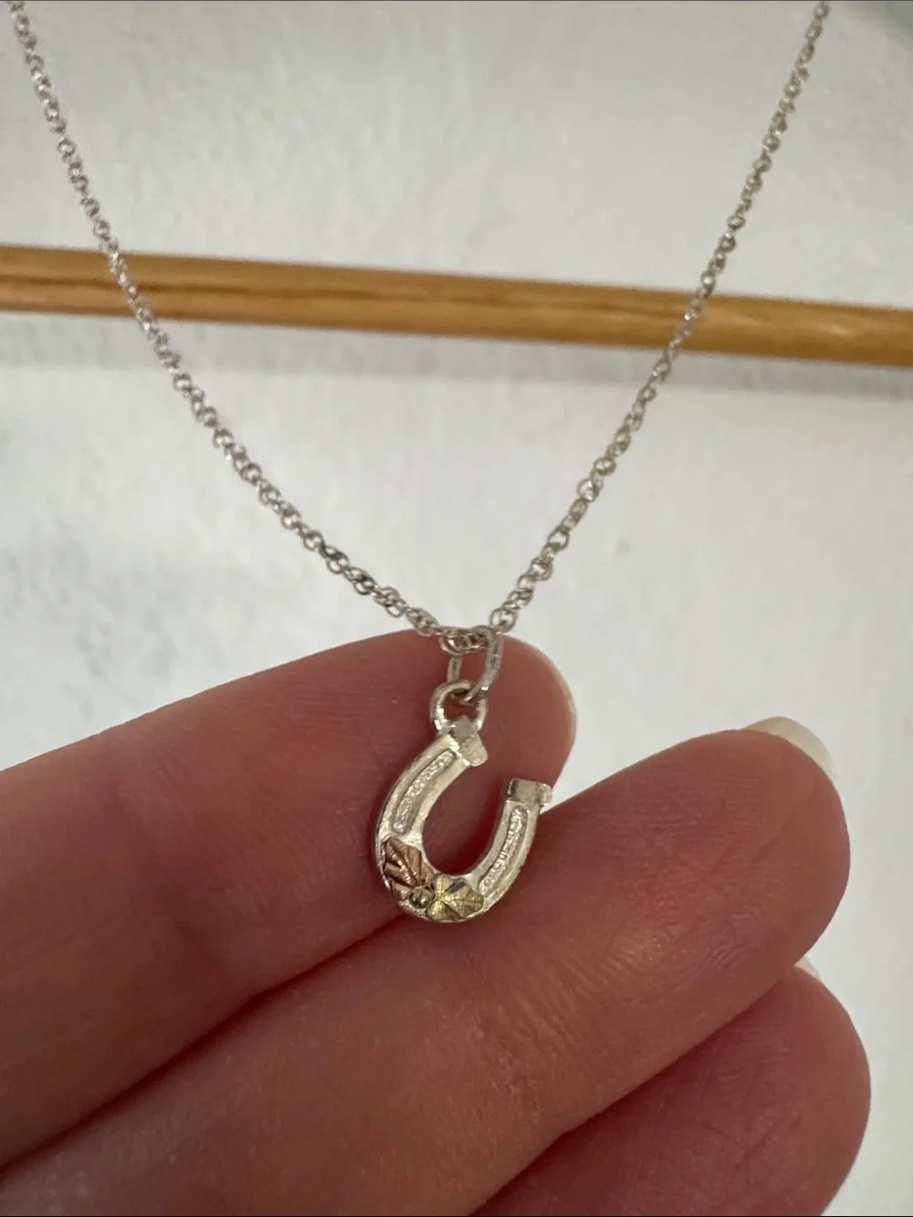 12k Sterling Black Hills Horse Shoe Necklace